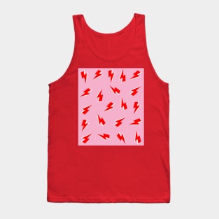 Red Lightning Thunder Bolt on Pink Tank Top